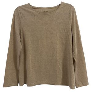 Talbots Women's LARGE Petite Gold Metallic Long Sleeve Crew Neck Tee